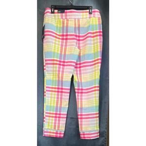 Crown & Ivy Women’s 12 Pink Colorful Maddi Plaid Vacation Preppy Pants